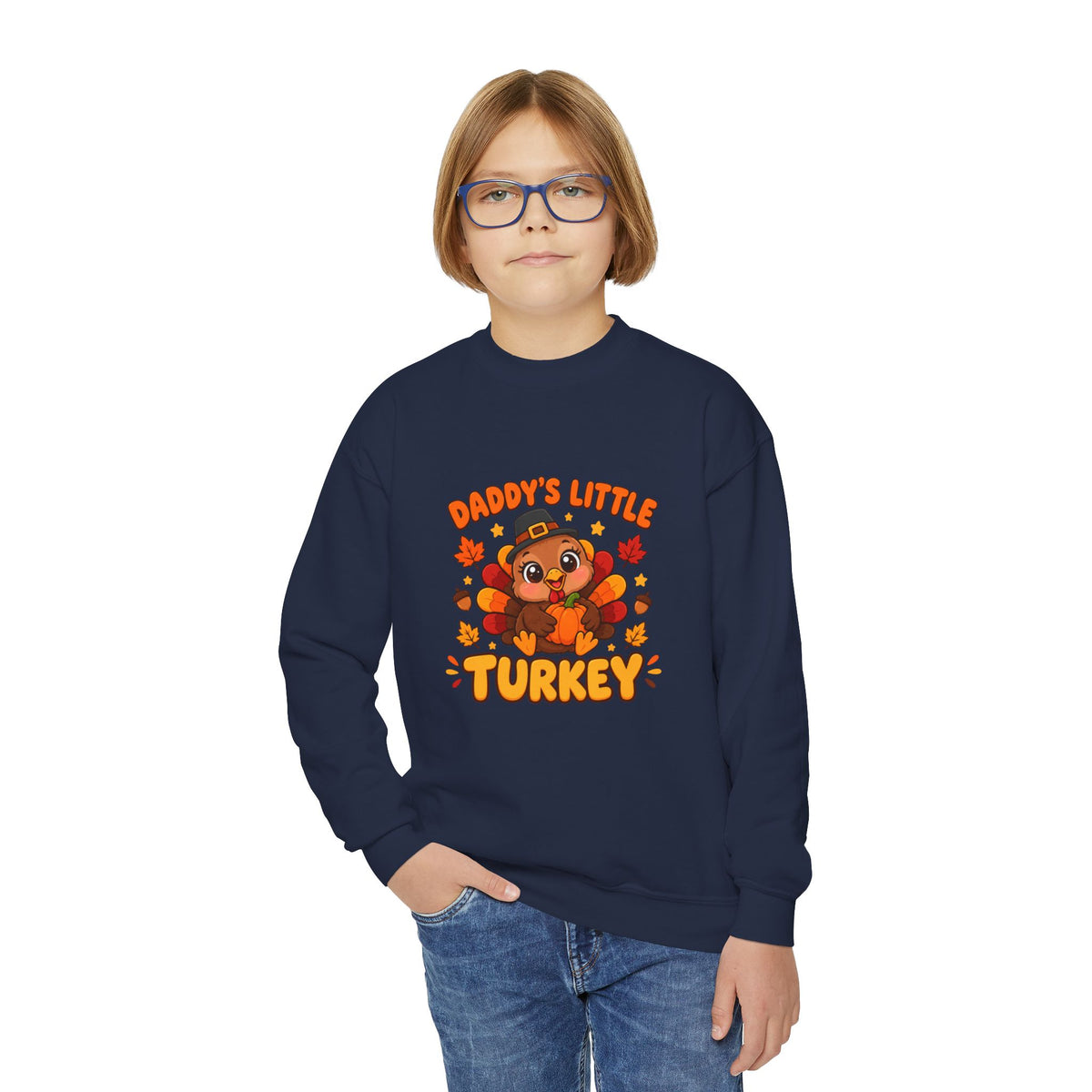 Daddy’s Little Turkey Thanksgiving Youth Crewneck Sweatshirt